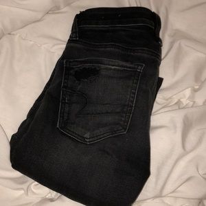 american eagle black distressed skinny jeans